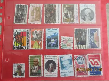 17 timbres oblitérés USA 1976-77