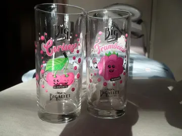 Deux verres à jus de fruit Bigallet sirop Neuf