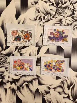 Timbres oblitérés Fleurs 🌸 brodées