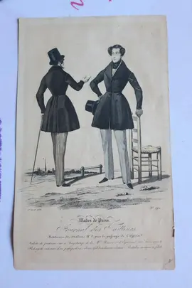 Ancienne gravure « Modes de Paris » Le journal des Tailleurs. N° 292 1836