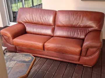 Canapé en cuir L 200, l 92, H 85 cm