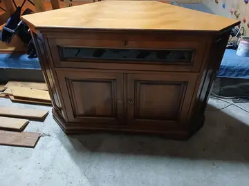 Meuble d'angle TV en bois massif