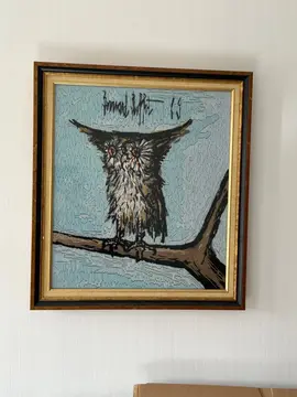 cadre fait à la main: la chouette de Bernard BUFFET