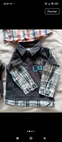 Lot 3 chemises, 1 chemisette, 1 T-shirt bébé garçon 12 mois