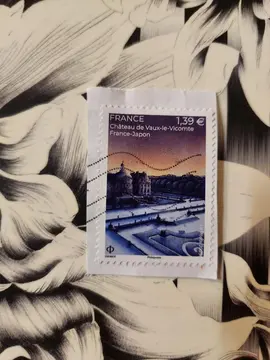Timbre oblitéré Château de Vaux le Vicomte France Japon