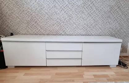 meuble Tv laqué blanc