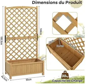 Jardinière en bois avec treillis