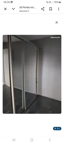 portes coulissantes miroir légèrement cintrées pour déco 195cm×73cm