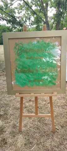 Décoration mariage: Tableau bienvenue et Numéros de table assorties de 1 à 7