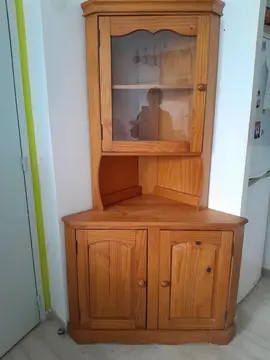 meuble vitrine coin en pin massif