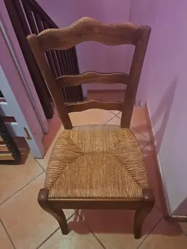 Lot de 6 chaises en bois et paille