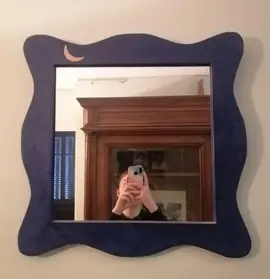 Miroir carré bois large bleu nuit