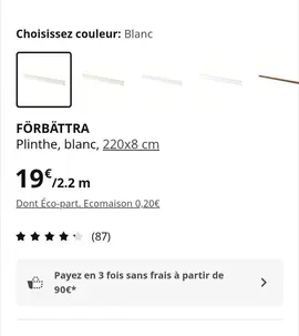 Plinthe cuisine Ikea 230 x 8