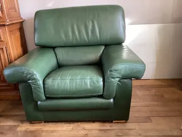 Fauteuil cuir vert
