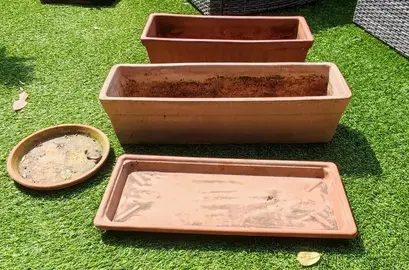 Pots de fleurs et soucoupes