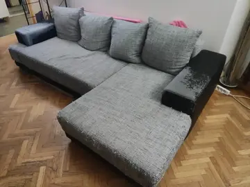 Canapé en L convertible en tissu