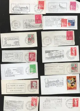 donne flammes diverses communes sur timbres