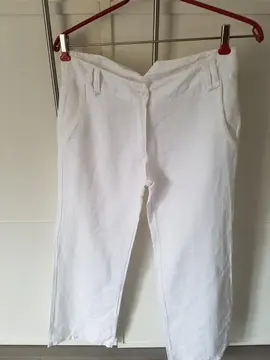 pantalon large en lin blanc