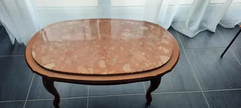 Table basse bois et marbre