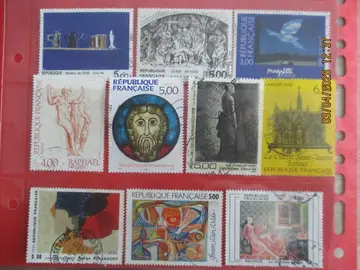 10 timbres oblitérés FRance "Musée Imaginaire"