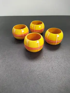 Lot de 4 ronds de serviettes jaune et orange