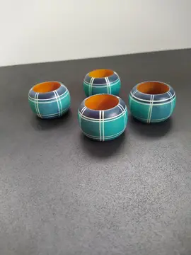 Lot de 4 ronds de serviettes bleu et turquoise