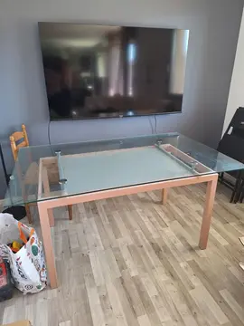 Table salle à manger plateau verre