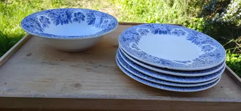 plat et 5 assiettes anciens