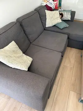 canapé angle avec méridienne et coffre de rangement