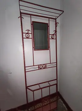 Porte-manteau miroir ancien en fer forgé