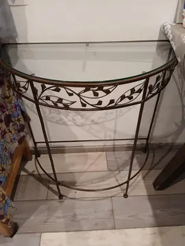 console verre et fer forgé