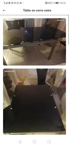 Table en verre noire