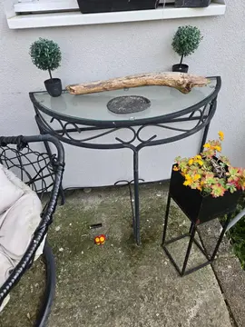 console fer forgé et verre