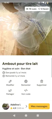 embout neuf pour tire lait