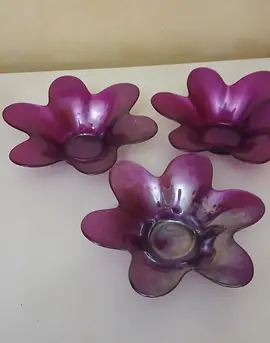 3 bougeoirs violet