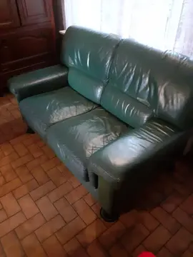 Canapé en cuir vert