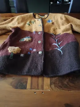 veste en laine moutarde/Bordeaux taille M (38) marque TEMPO REALE