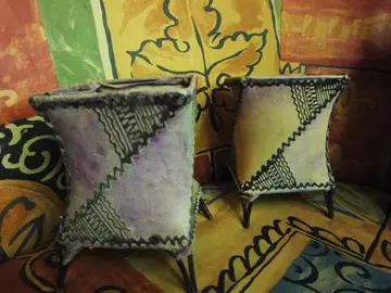 Lot de 2 lampes à bougie ethniques (origine Afrique du Nord) anciennes