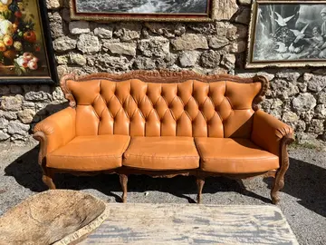 Salon en similicuir marron clair