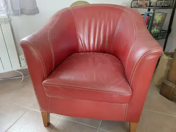 ensemble canapé fauteuils cuir rouge