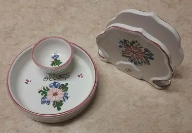 Assiette à olives + Porte serviettes