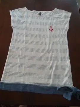 tee shirt coton blanc bleu Naf Naf XS TBE