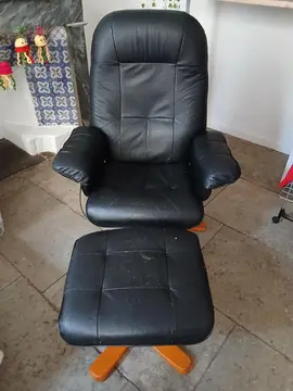 fauteuil relax inclinable manuel avec pouf