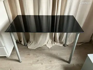 Bureau plateau en verre noir