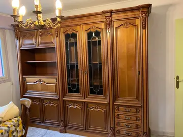 grand meuble bibliothèque en merisier massif