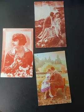 3 cartes postales vintage couples