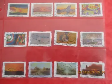 12 timbres oblitérés "Peintures impressionnistes"