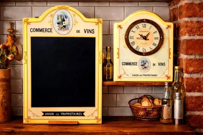 Deco style bistro ardoise horloge