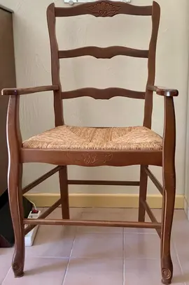 2 Fauteuils / chaises en bois assise en paille