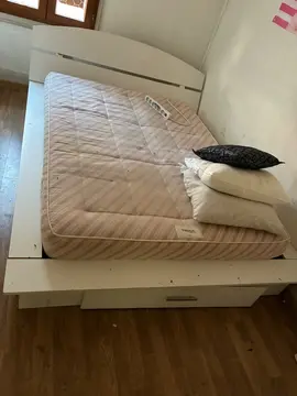 lit 2 places blanc laqué avec tiroir